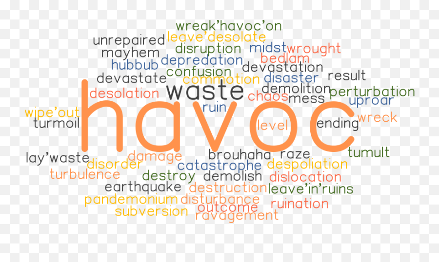 Havoc Synonyms And Related Words What Is Another Word For - Synonyms Overall Emoji,Emotion Commotion