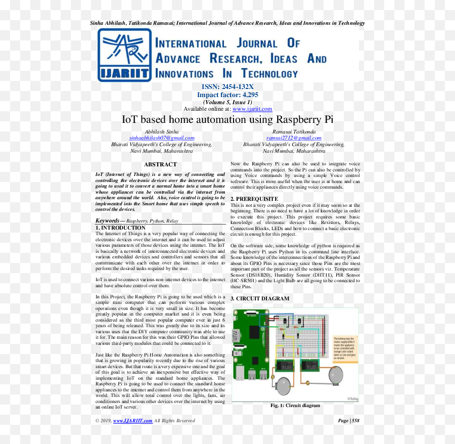 Pdf Iot Based Home Automation Using Raspberry Pi Ijariit - Document Emoji,Raspberry Pi Presence Detection Emojis