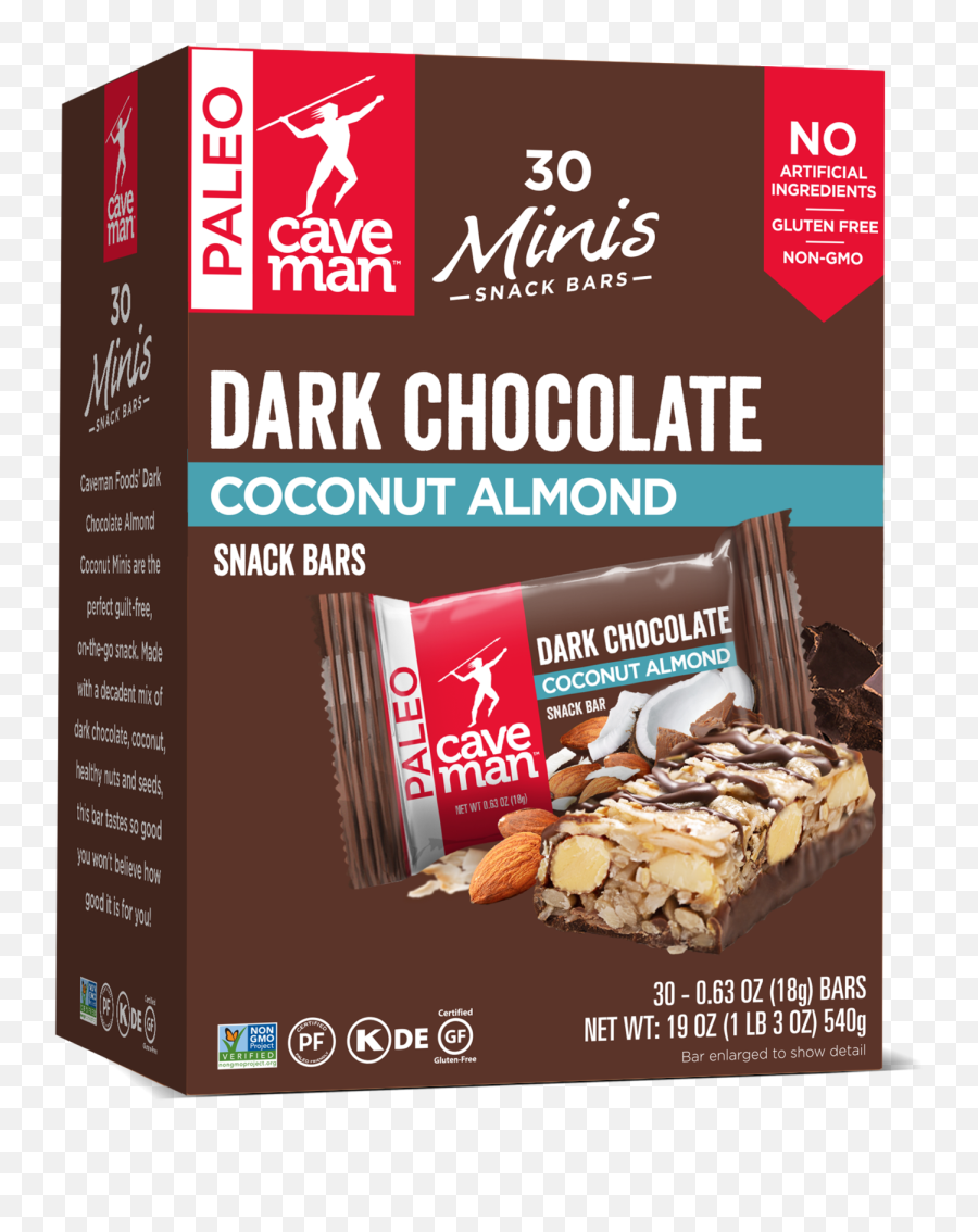 Dark Chocolate Almond Coconut Nutrition - Caveman Paleo Bars Emoji,Snickers Bar Emotion Label