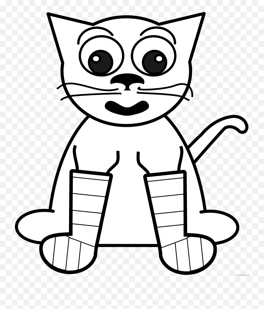 Cat Outline Coloring Pages Rainbow Printable Coloring4free - Chrismas Animals To Draw Emoji,Rain Bow Emoji Opuzzle