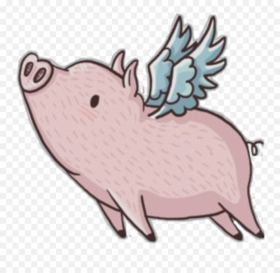 Pig Flying Sticker - Cartoon Pig With Wings Emoji,Flying Pig Emoji
