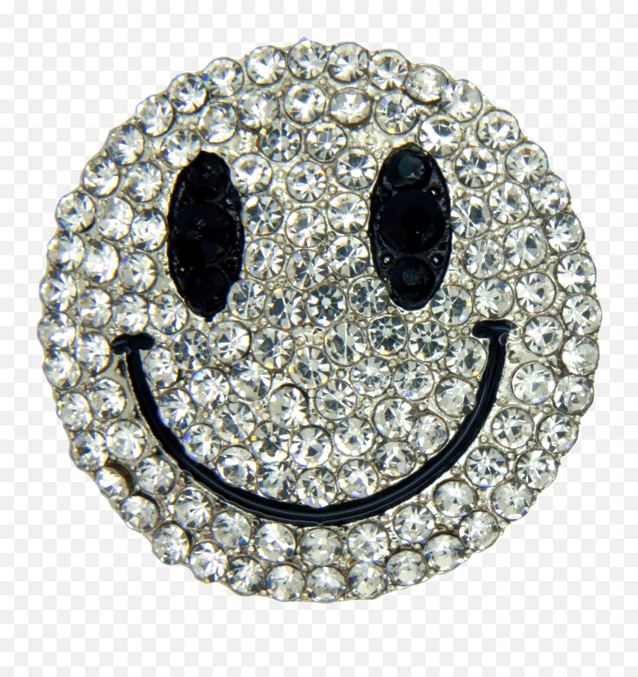 Rhinestone Smiley Pin Silver - Dot Emoji,Eiffel Tower Emoticon