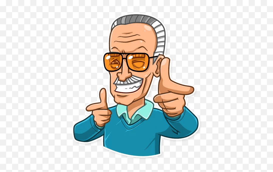 Incredible Stan Lee Stickers - Live Wa Stickers Emoji,Guz With Glasses Emoji