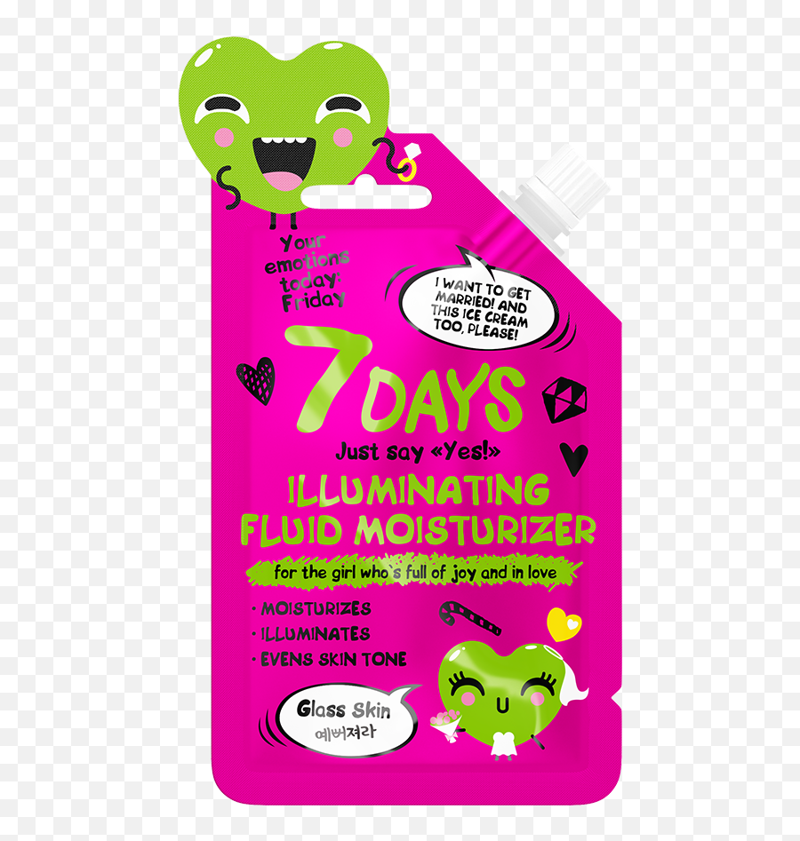 7days 7 Days Your Emotions Today Friday Illuminating Fluid Moisturizer 25 G - Product Label Emoji,Lotion Emoji