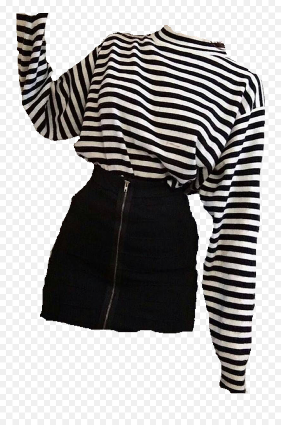 Aesthetics Outfit Egirl Blackoutfit - Baggy Striped Long Sleeve Shirt Emoji,100 Emoji Outfits