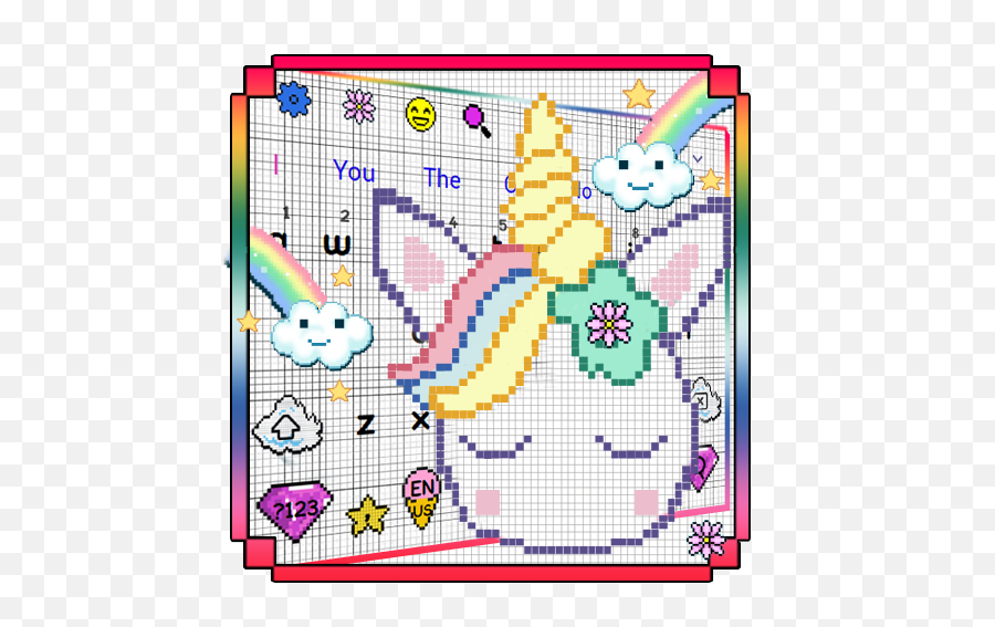Colorful Pixel Unicorn Keyboard Theme - U200c Google Play Emoji,How To Make Emojis Bigger On S7 Edge