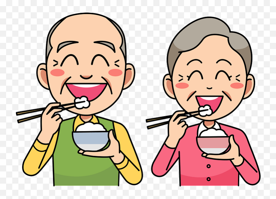 Eat Rice Cartoon Png Transparent Png - Old Eating Png Emoji,Old Couple Emoji