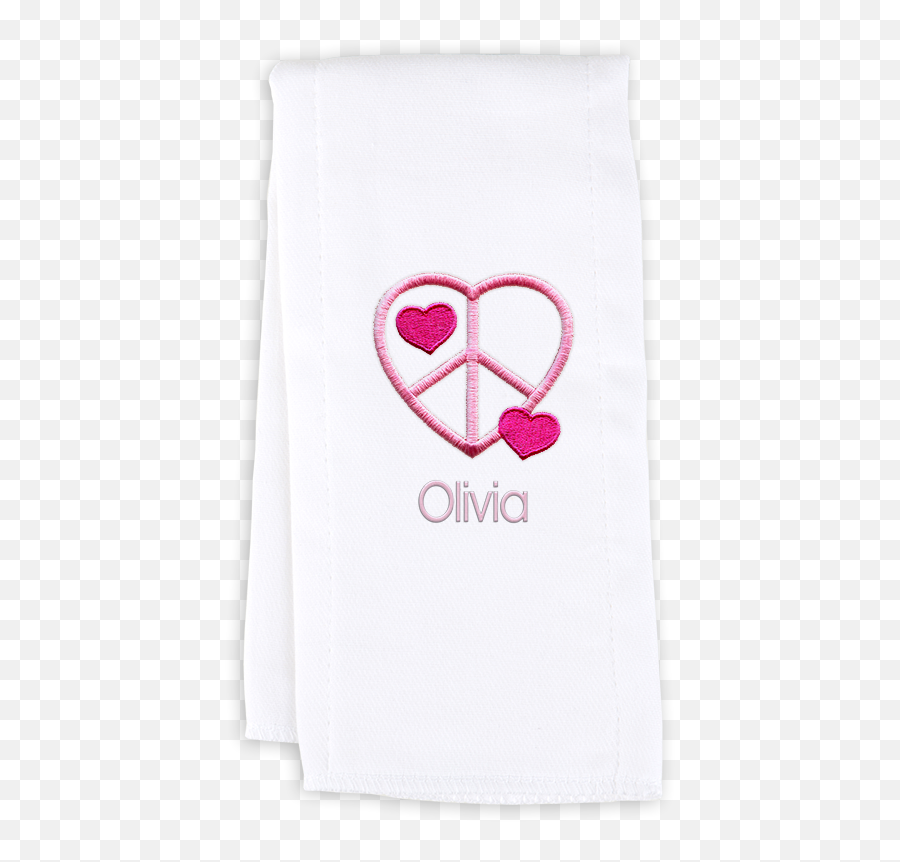 Personalized Burp Cloth With Peace Heart - Girly Emoji,Surrounded By Hearts Emoji