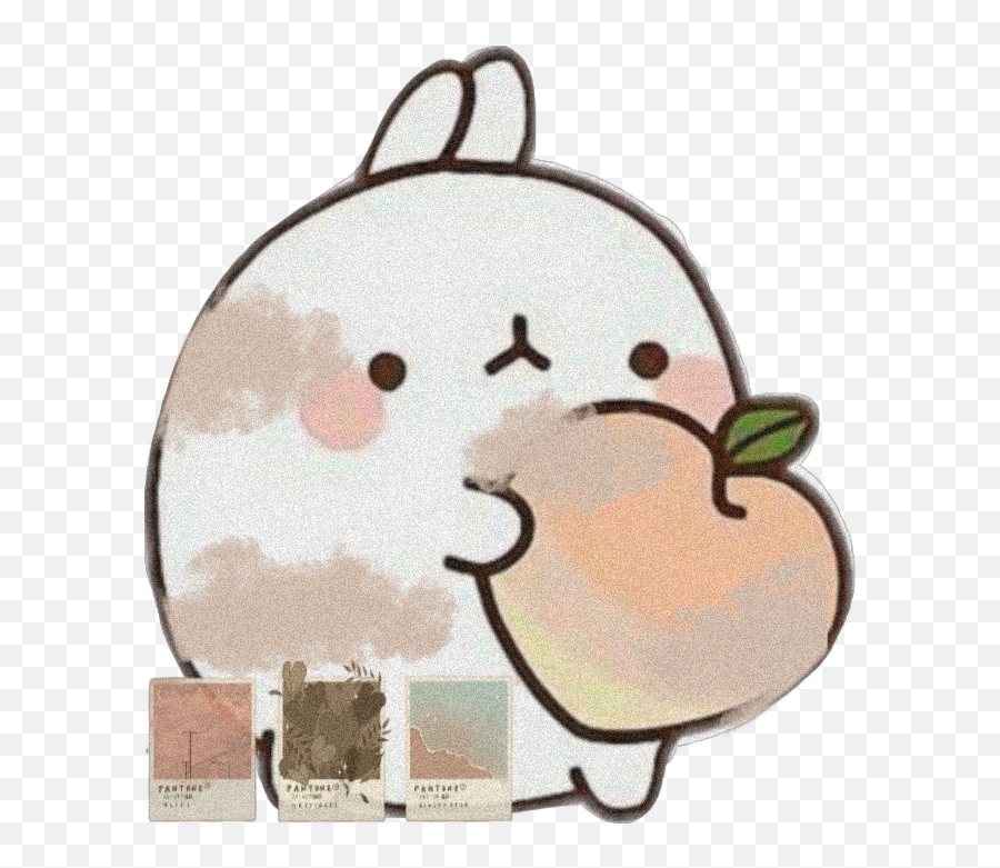 Peach Peachy Molang Rabbit Sticker By Yandere Chan - Kawaii Peach Emoji,Molang Emoji