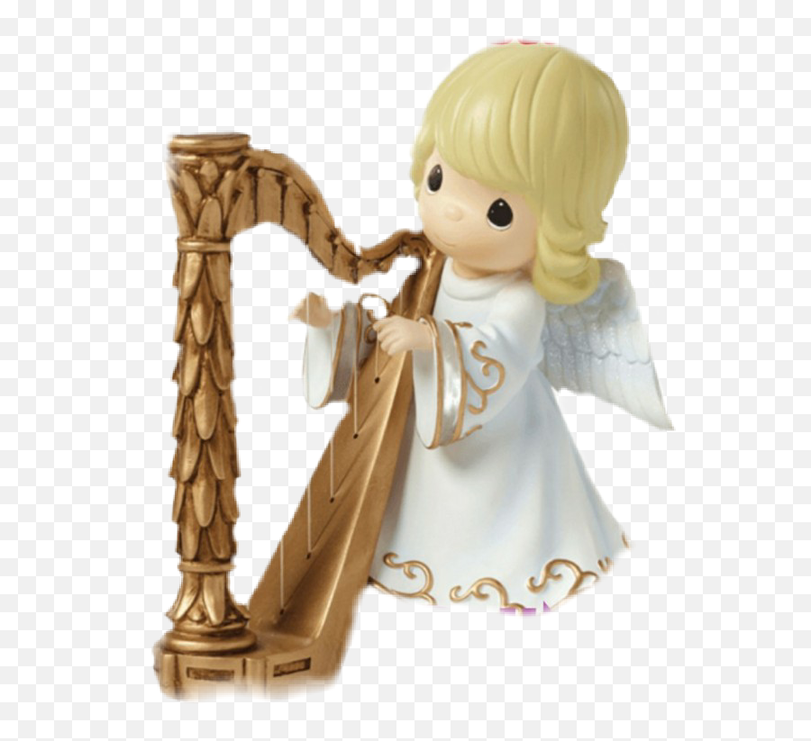 Preciousmoments Sticker - Angel Playing A Harp Transparent Angel Playing Music Resin Gently Strumming Her Golden An Ethereal Angel In White Robes Plays The Tune The Emoji,Harp Emoji