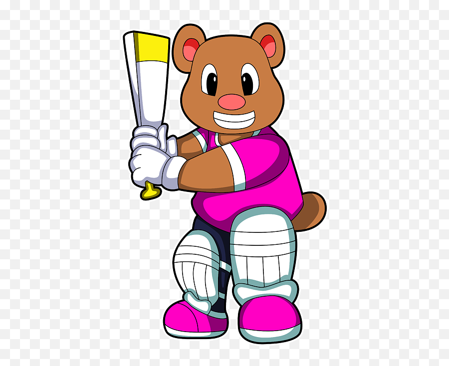 Bear As Batsman With Cricket Bat Puzzle Emoji,Cricket Emoji Dance
