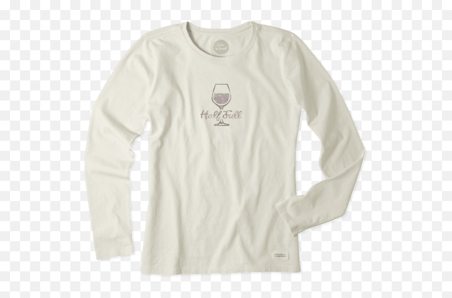 Wineglass Long Sleeve Crusher Tee - Long Sleeve Emoji,Glass Half Full Emoji