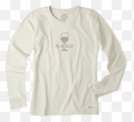 Wineglass Long Sleeve Crusher Tee - Long Sleeve Emoji,Glass Half Full Emoji