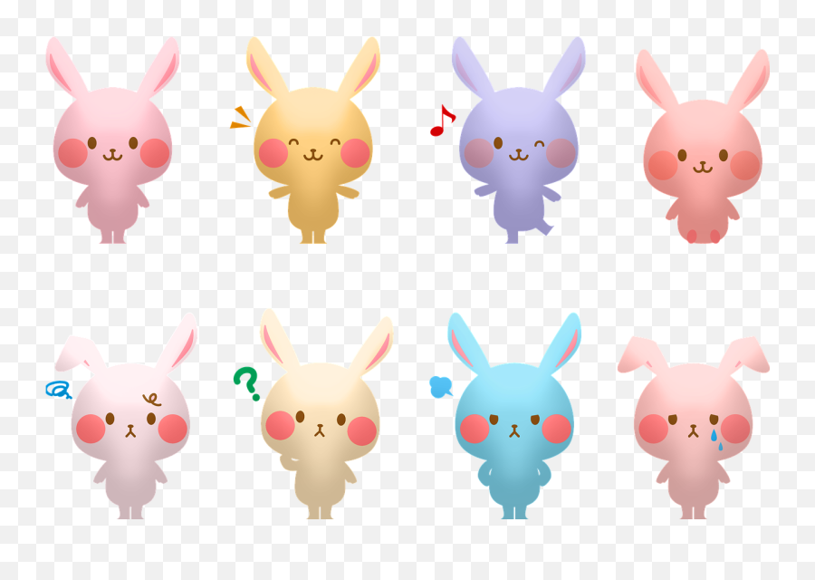 Rabbit Easter Pastel Bunny Hare - Gambar Lucu Pastel Emoji,Rabbit Emotions