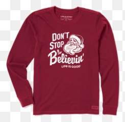 T Stop Believin Crusher Long Sleeve - Long Sleeve Emoji,100 Emoji Pants For Sale