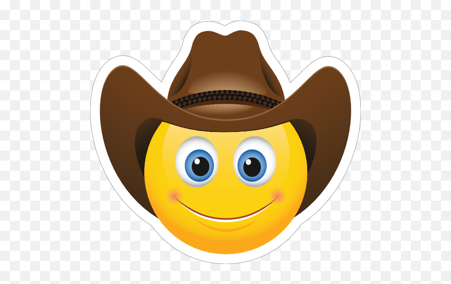 Cute Cowboy With Brown Hat Emoji Sticker - Emoji With Cowboy Hat,Cowboy...