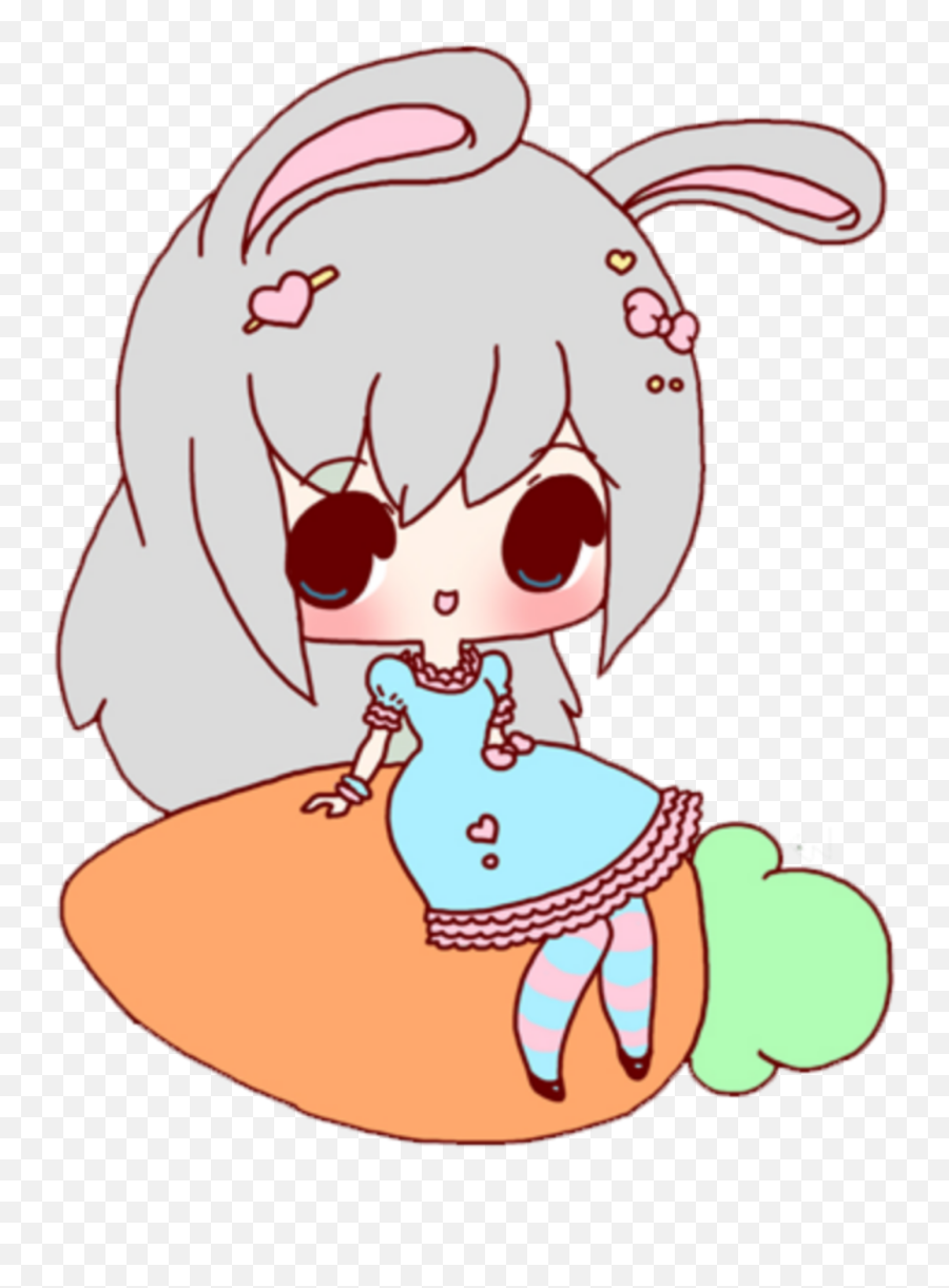 Mq Bunny Ears Carrot Girl Chibi Sticker - Carrot Bunny Lady Cartoon Emoji,Girl With Bunny Ears Emoji