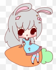 Mq Bunny Ears Carrot Girl Chibi Sticker - Carrot Bunny Lady Cartoon Emoji,Girl With Bunny Ears Emoji