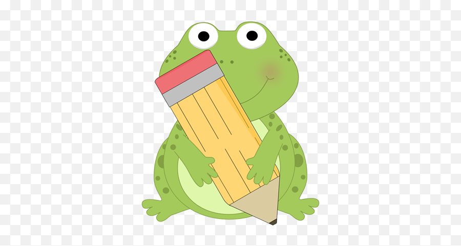 Frog Holding A Pencil Clip Art - Frog Clipart School Emoji,Frog Emoticon Whatsapp