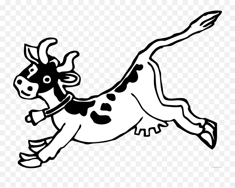 Black And White Cow Coloring Pages Jumping Cow Bpng - Jumping Cow Clipart Emoji,Cow And Man Emoji