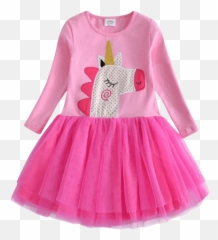 Unicorn Cotton Dress For Girl - Unicorn Dress Emoji,Rainbow Emoji Dress