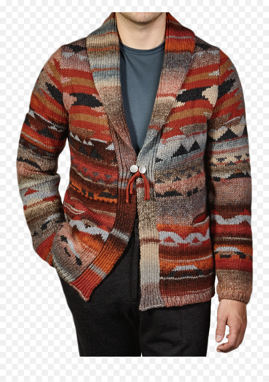 Altea - Navajo Multicolour Knitted Wool Cardigan Baltzar Long Sleeve Emoji,Knit Your Emotions Journal Shawl