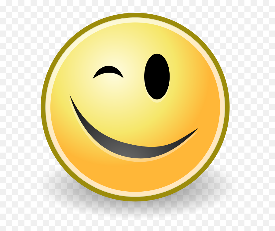 Clip Art Big Smile And Wink Clipart - Animated Smiley Face Wink Emoji,Giant Smile Emoticon