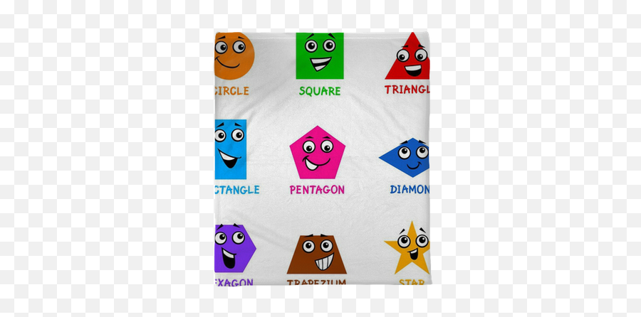 Basic Geometric Shapes With Cartoon Faces Plush Blanket - Clipart Cartoon Shapes Emoji,Plushi Miniz Emojis