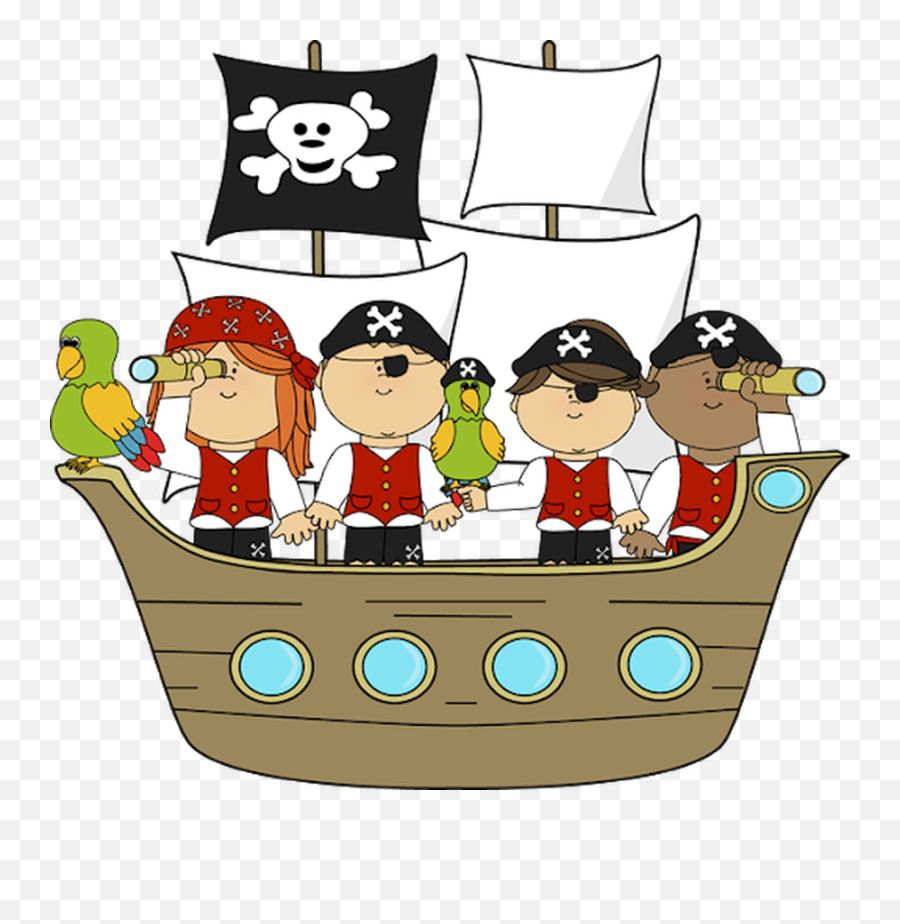 Clipart Kids Boat Clipart Kids Boat Transparent Free For - Pirates On Ship Clipart Emoji,Flag Boat Emoji