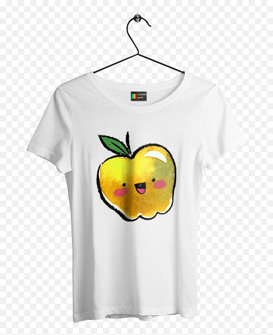 Womenu0027s T - Shirt With Print Cute Yellow Apple Customprint Emoji,Girl With A White Shirt Emoji