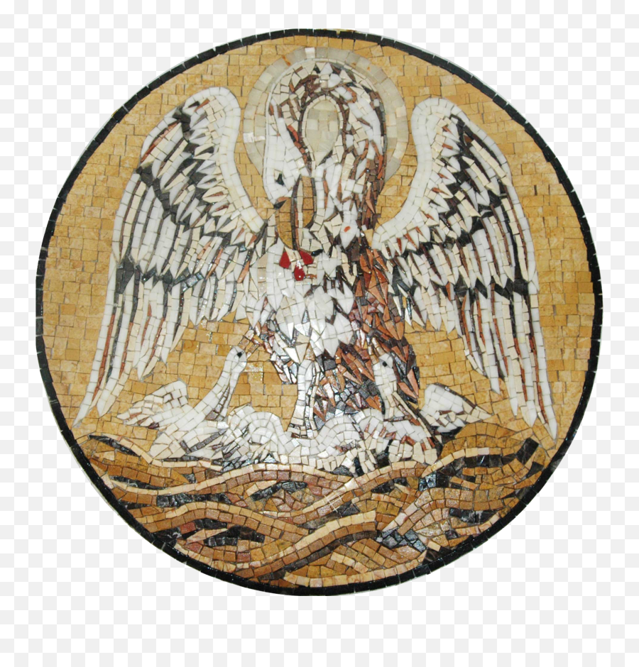Pelican Symbol Christian Mosaic Artwork Emoji,Blue Heart Emojis And Blue Butterflies Means Or Symbolic