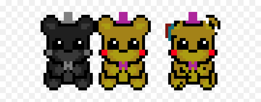 Fred Bear Plush And Fred Trap And Shadow Fred Bear Pixel - Spring Trap Plush Pixel Art Emoji,Emoticon Plush