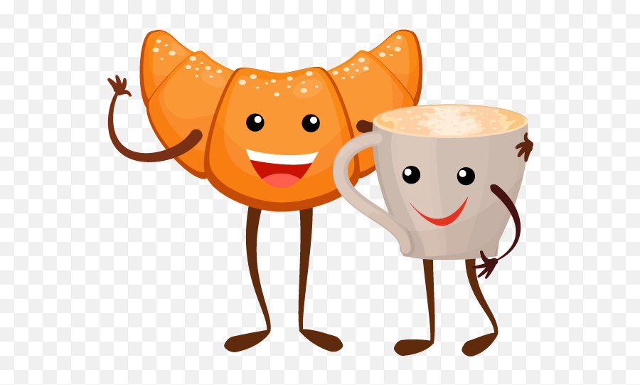 Croissant And Cappuccino Clipart - Transparent Cartoon Croissant Emoji,Croissant Emoji