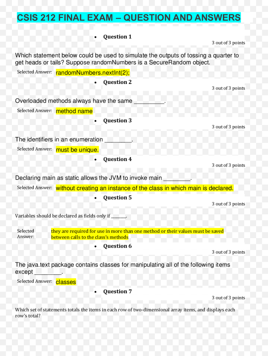 Csis 212 Final Exam With Answers Latest Summer 2020 - Vertical Emoji,James Lange Theory Of Emotion