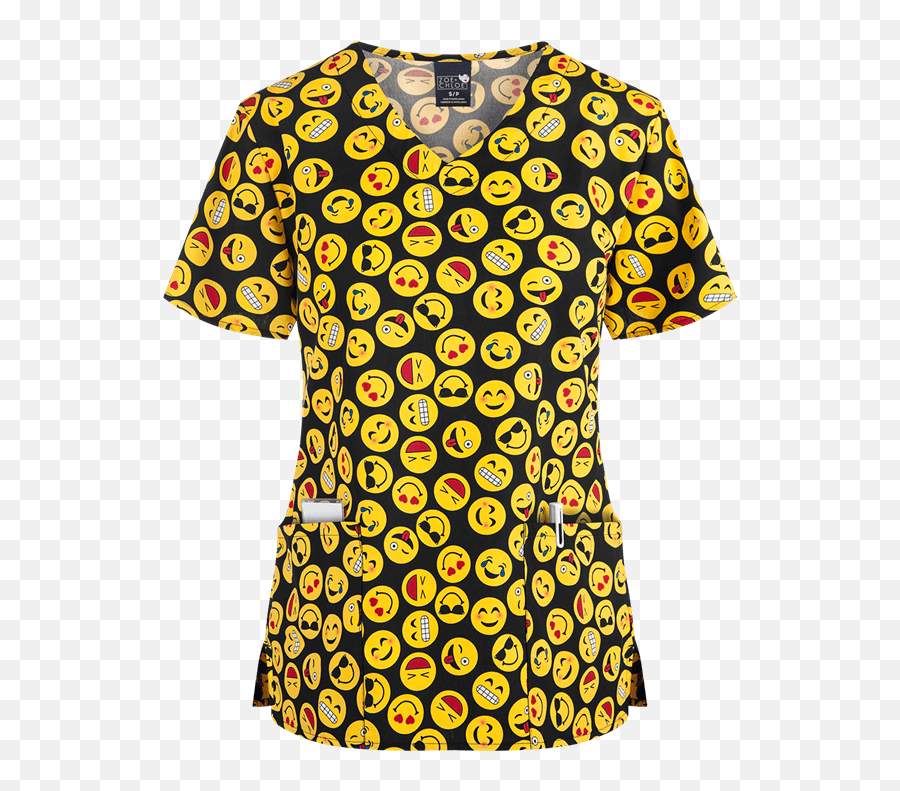 Blusa Médica Zoe Chloe Emoji Party - Emoji Scrub Top,Emojis Negros Y Blancos