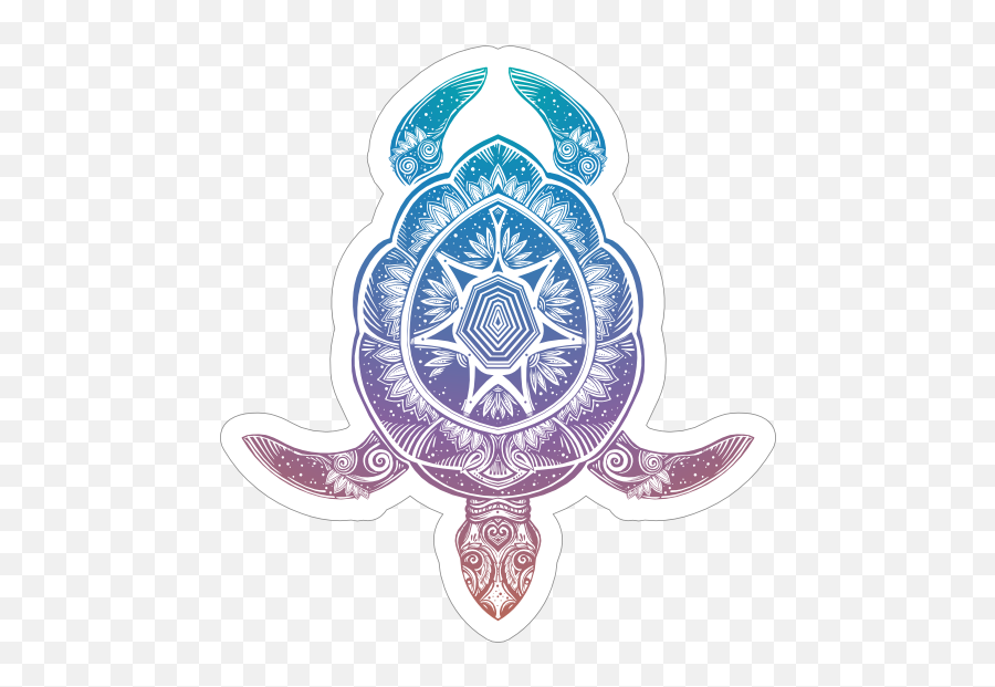 Colorful Turtle Boho Sticker - Ombre Mandala Turtle Emoji,Official Turtle Emoji