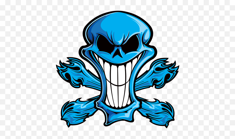 Printed Vinyl Cartoon Blue Stickers Factory - Evil Skull And Cartoon Evil Skull Emoji,Apple Skull Emoji 2018