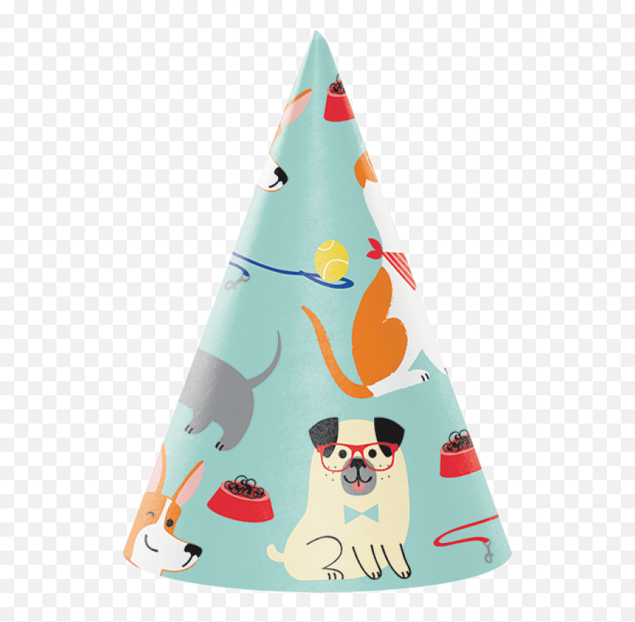 Dog Party Cone Shaped Party Hats 8 Pack - Party Hat Dog Emoji,Emoticons Party Supplies