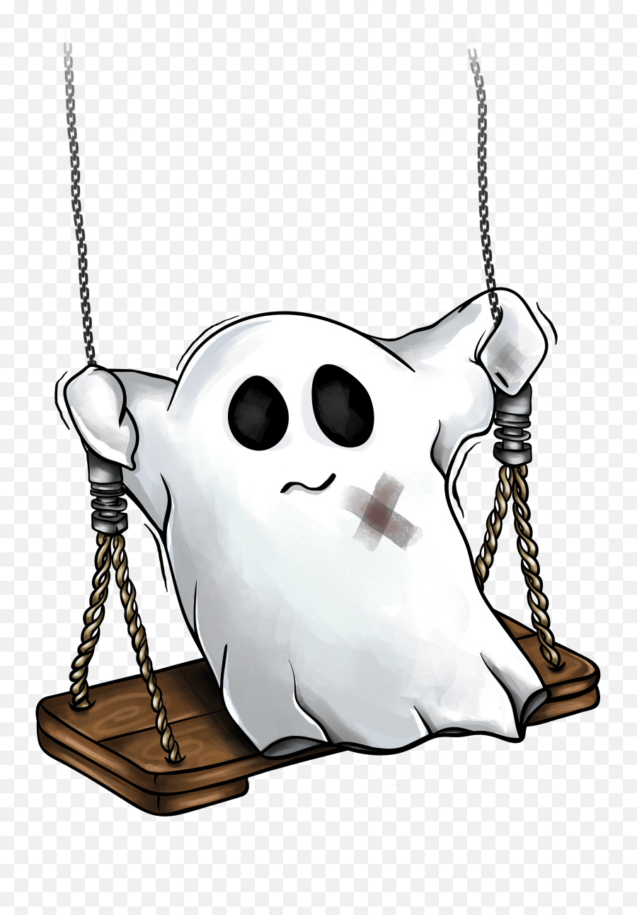 Swing Ghost T Shirt Design Template - Ghost On A Swing Cartoon Emoji,Ghost Emoji Vector
