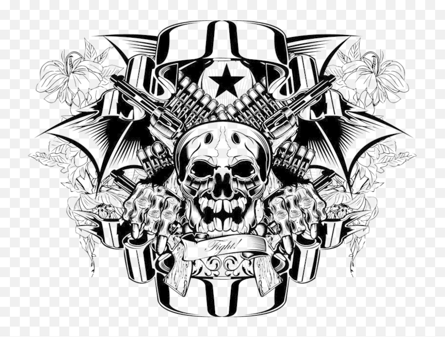 Skull Tattoo Art - Grey Ink Tattoo Design Gangster Emoji,Art Emoji Tattoo