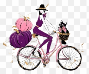 Watercolor Girl Lady Woman Bike Sticker By Stephanie - Hybrid Bicycle Emoji,Cat Emoji Heels