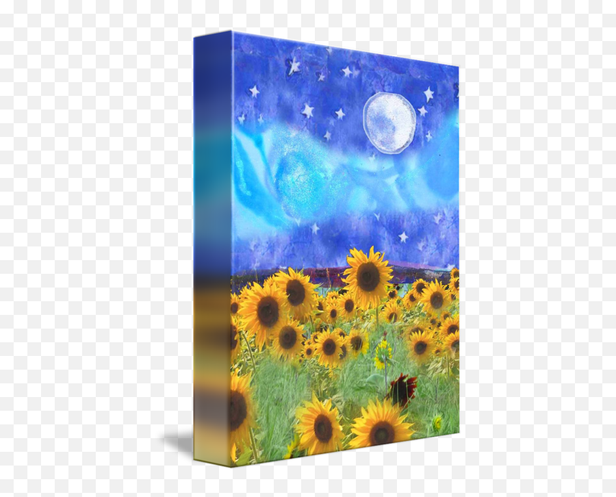 Sunflowers Stars And Full Moon - Common Sunflower Emoji,Image Of Full Moon And Emotion