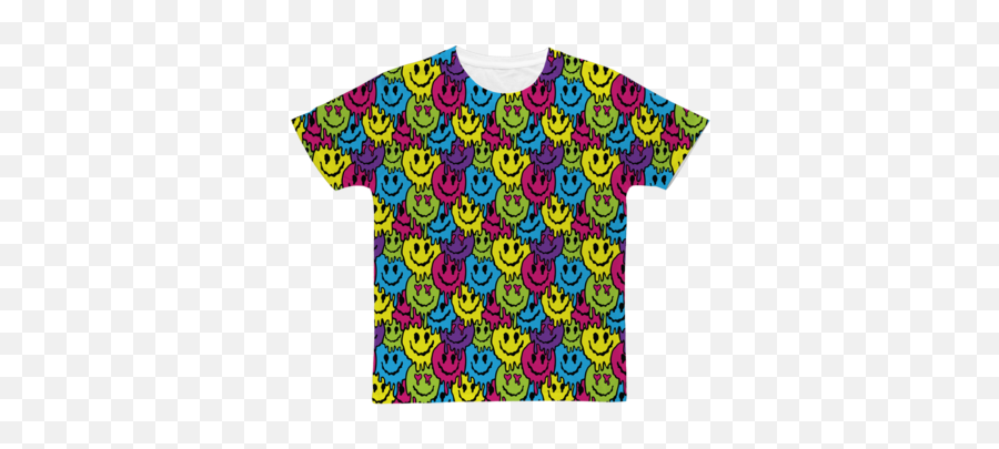 Connected Face Melt Classic Sublimation Adult T - Shirt Emoji,Melting With Love Emoticon