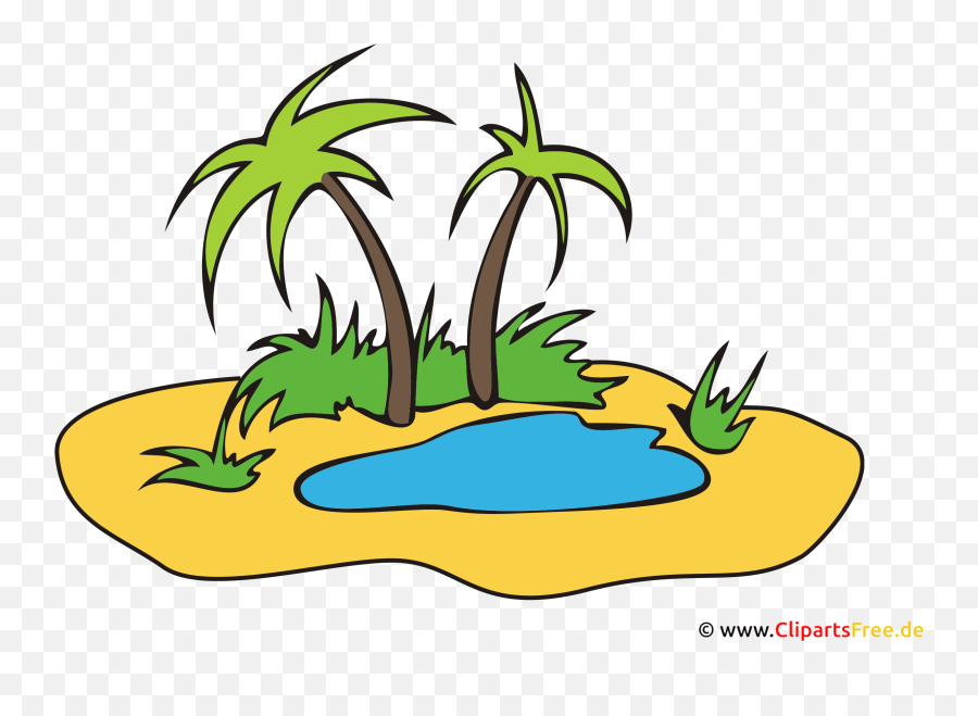 Île Aux Palmiers Clipart Image Dessin Animé Emoji,Emoticon Palmiers