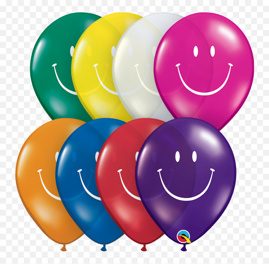 11 Round Jewel Assorted Smile Face White 85985 - Pack Of 50 Qualatex Australia Graduation Baloon Png Transparent Emoji,Jewel Emoji