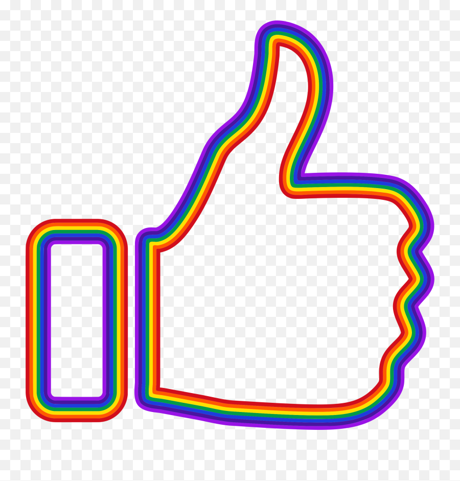 Thumb Signal Emoji Social Media Emoticon - Thumbs Up Rainbow Rainbow Thumbs Up Png,Rainbow Emoji