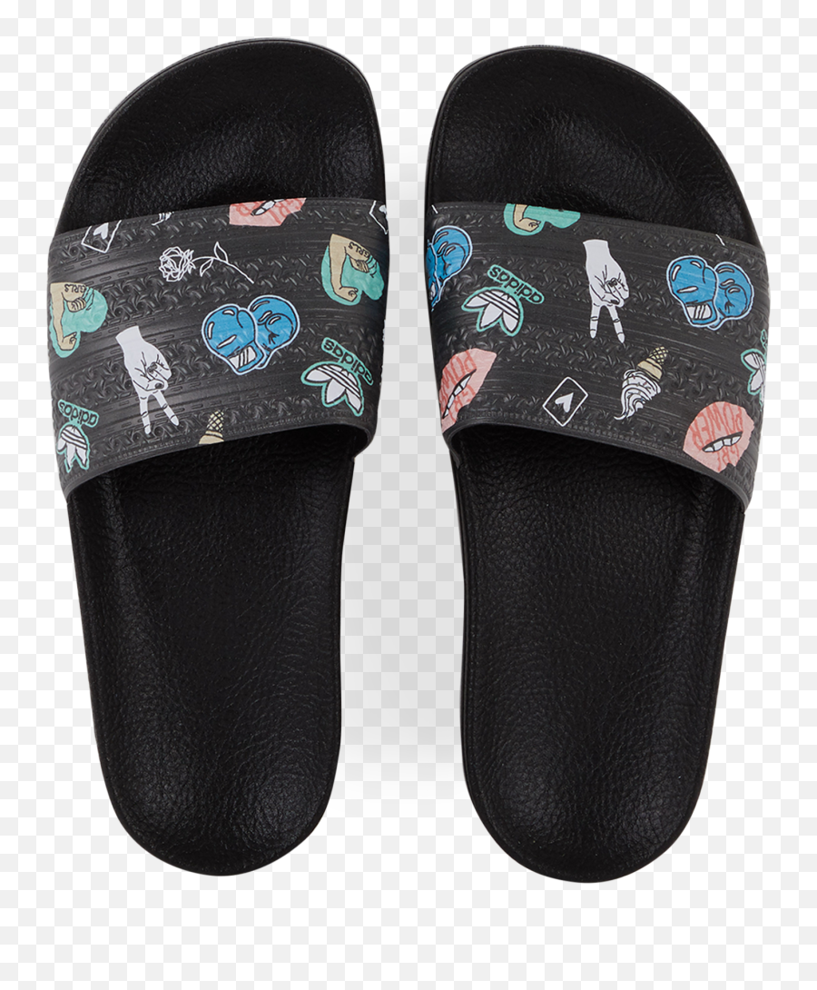 Adidas Originals Adilette Icons Negro Courires - Open Toe Emoji,Como Hacer Una Pantuflas De Emojis Goma Eva