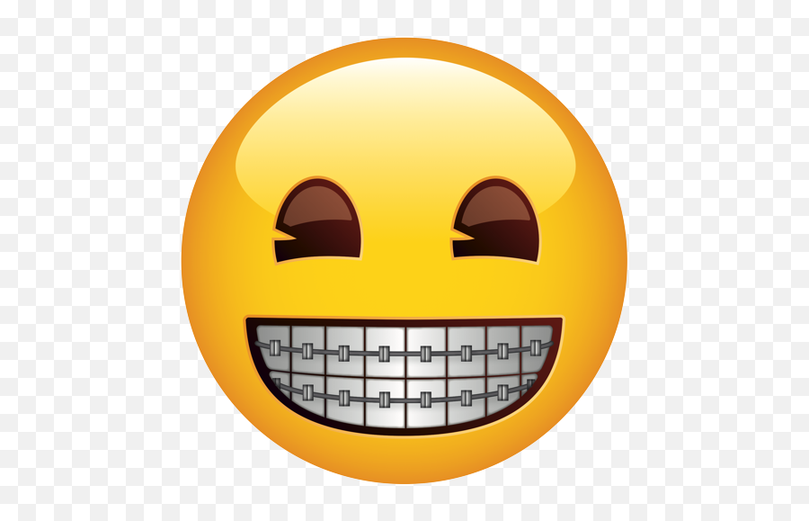 Smiling Face Variant Braces - Smile Emoji With Braces,Braces Emoji