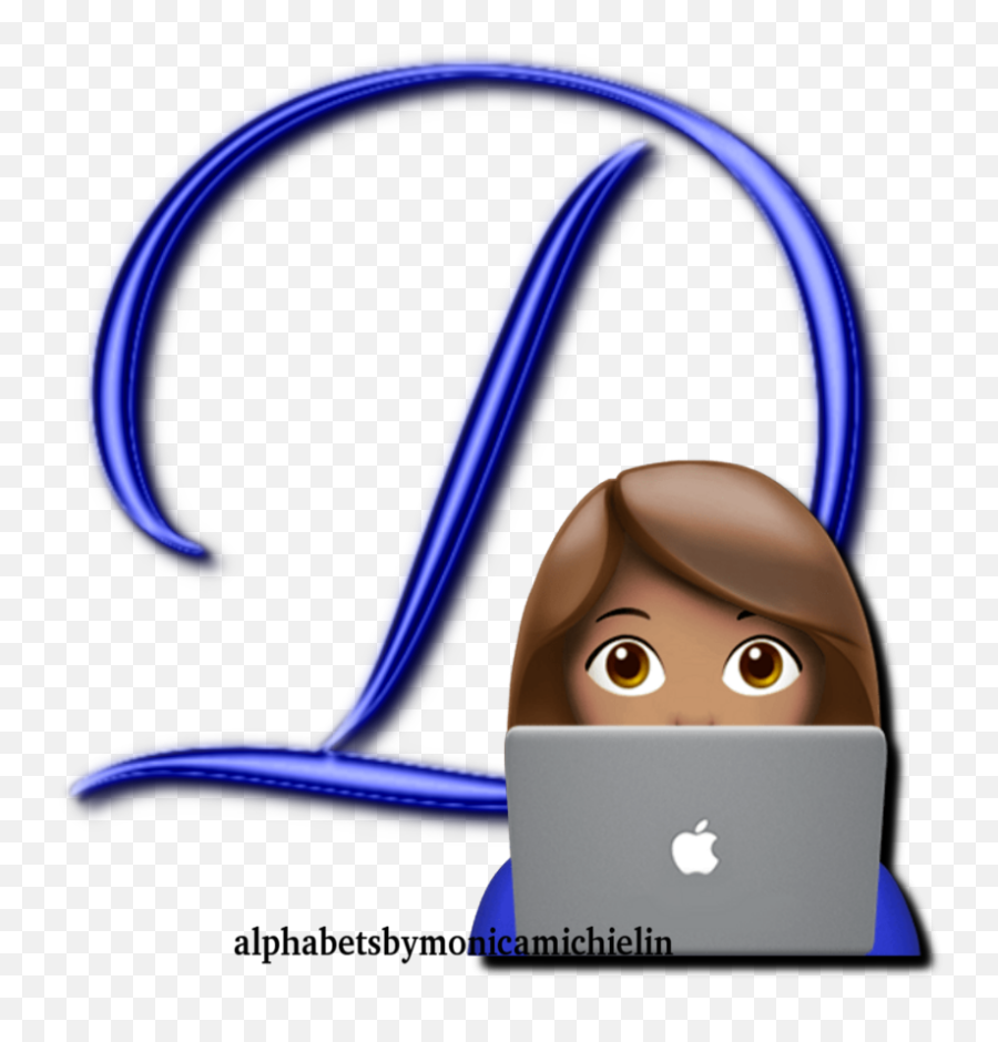Monica Michielin Alphabets Blue Girl Emoticon Emoji,Girl Laptop Emoji