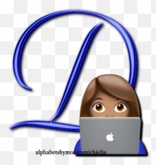 Monica Michielin Alphabets Blue Girl Emoticon Emoji,Girl Laptop Emoji
